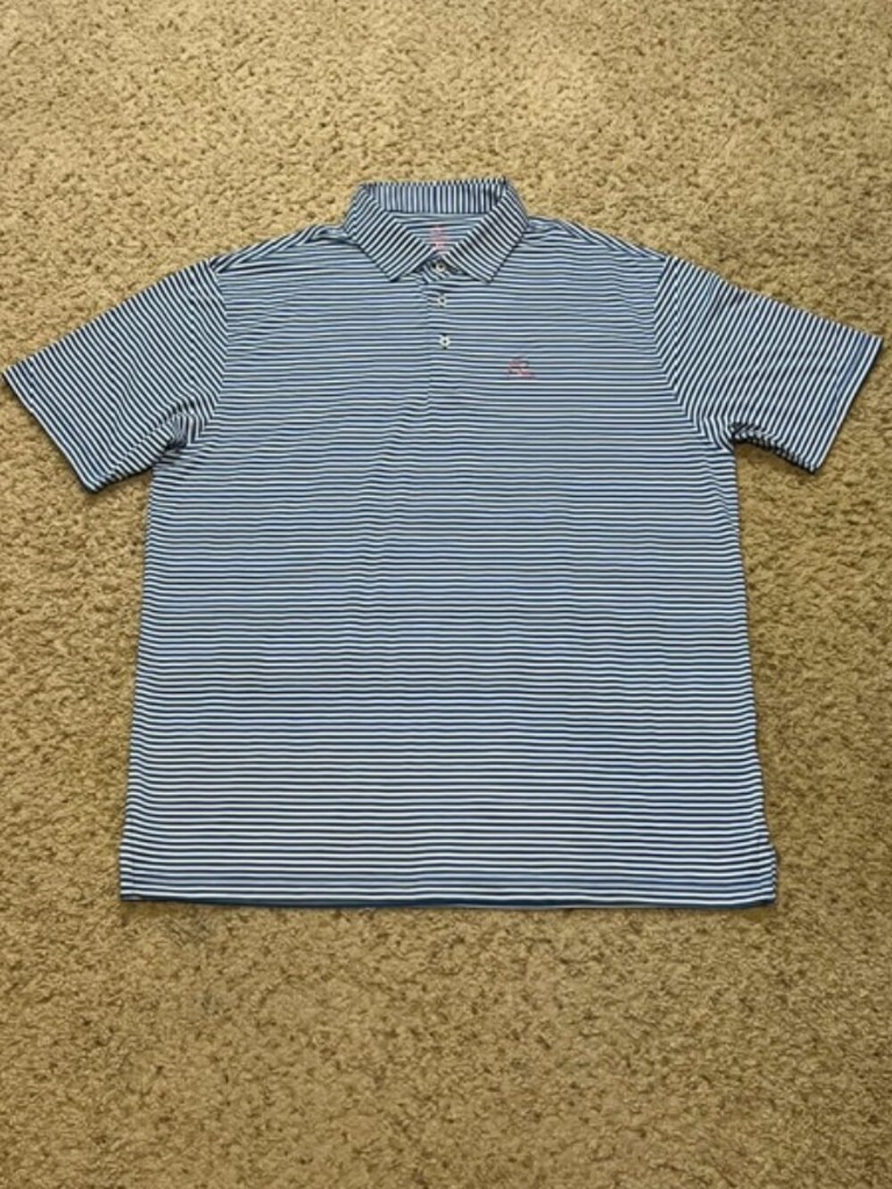 Rhoback Birdie Blue White Striped Golf Performance Polo Shirt Size XLarge XL EUC